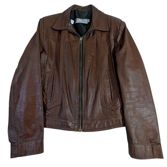 Jean Pierre Other - Vintage Jean Pierre Brown Leather Jacket Made in Argentina 42 Mens 80s Shacket